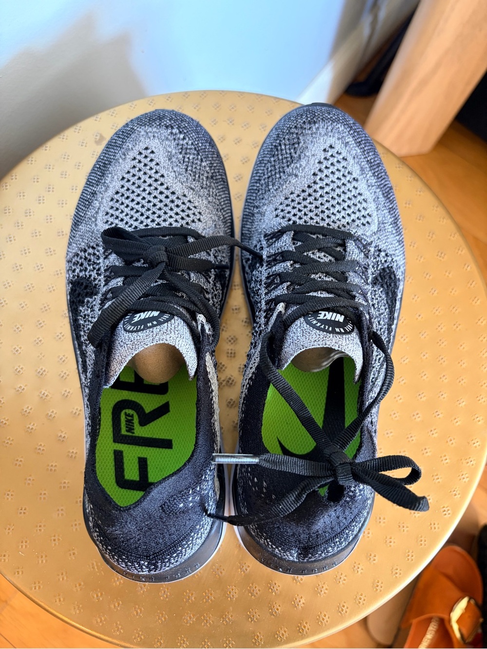 Nike Women’s Flyknit Running Shoes — Black, Gray & Green Insole